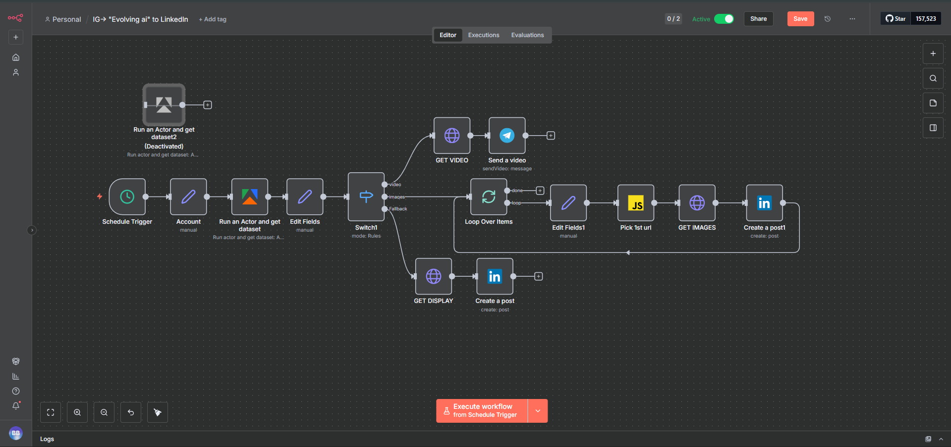 Instagram Scraper LinkedIn Workflow